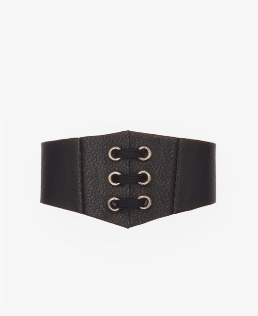 Black Leather Lace-Up Belt